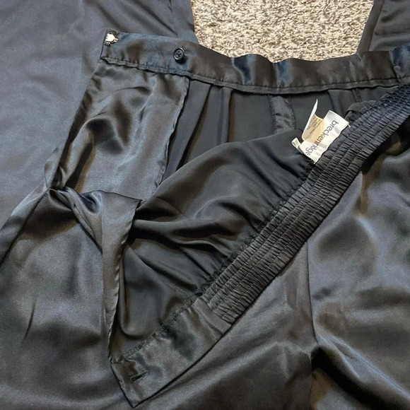 Vintage Breckenridge High Waisted Silky Polyester Black Pleated Front Pants - Picture 7 of 9